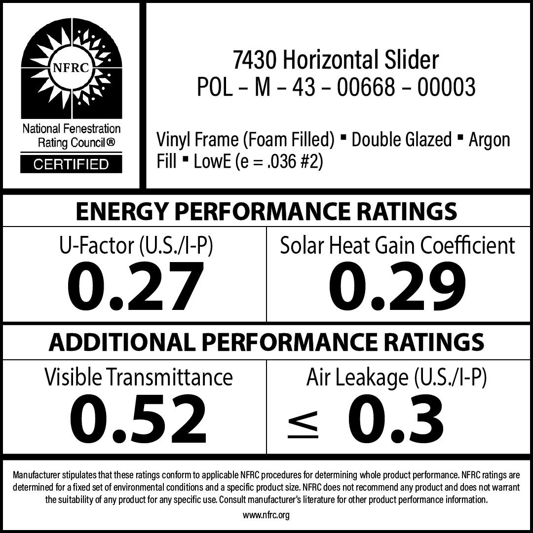 NFRC label for Window